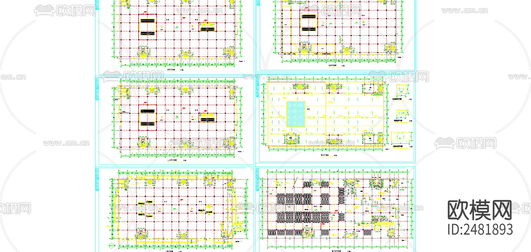商场平面建筑cad施工图下载（渲染图1）