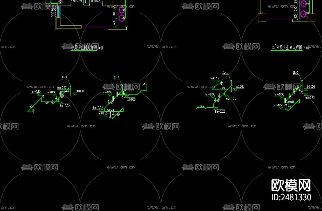 归仁镇便民服务中心大楼给水cad施工图下载（渲染图4）