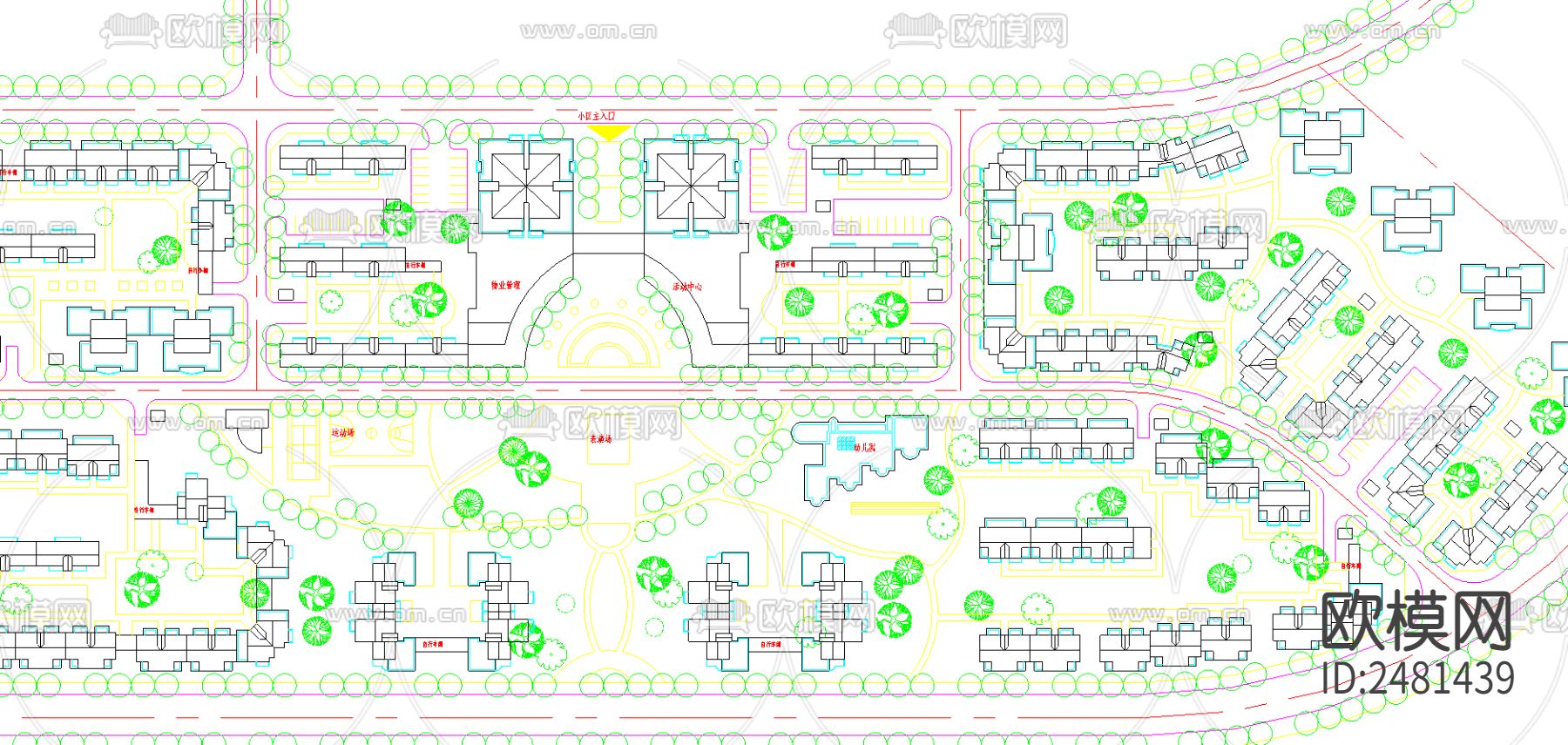 居住小区规划平面cad施工图-免费3dmax模型库-欧模网