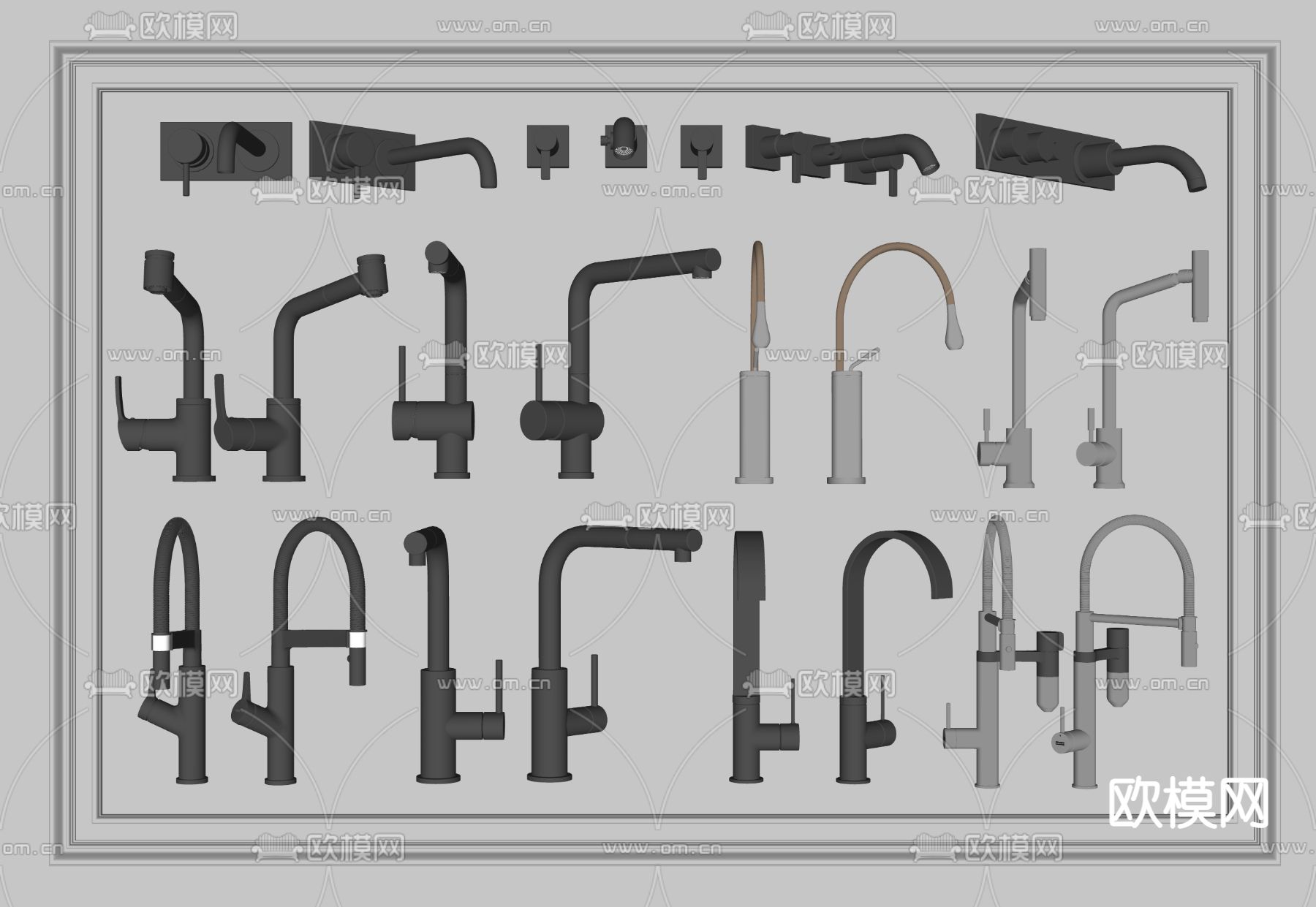 水龙头 入墙水龙头su模型下载（渲染图2）