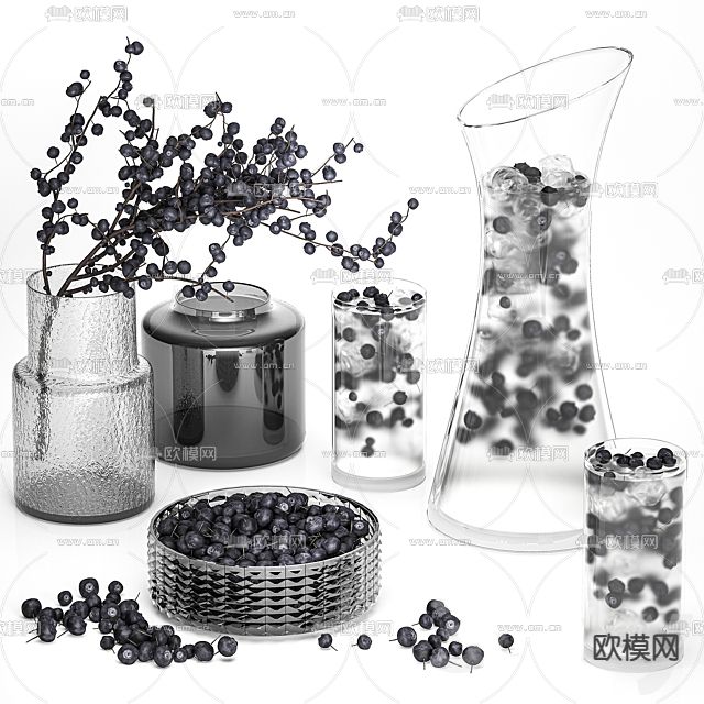 现代极简玻璃装饰摆件免费3d模型下载