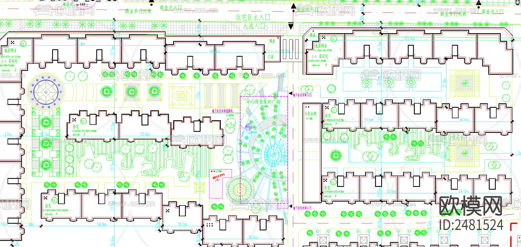 某商住小区规划cad施工图下载（渲染图2）