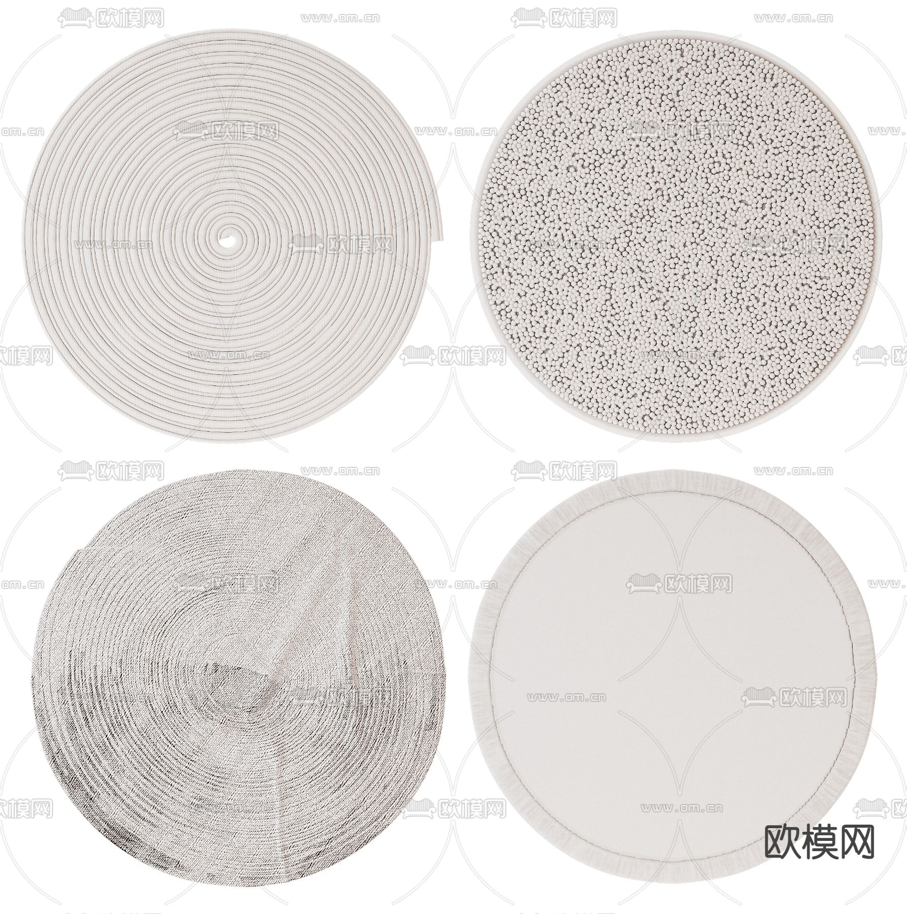 现代地毯 圆毯3d模型下载（渲染图1）