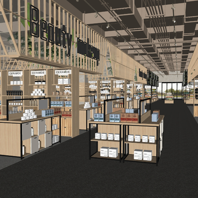  现代商场 超市su模型 