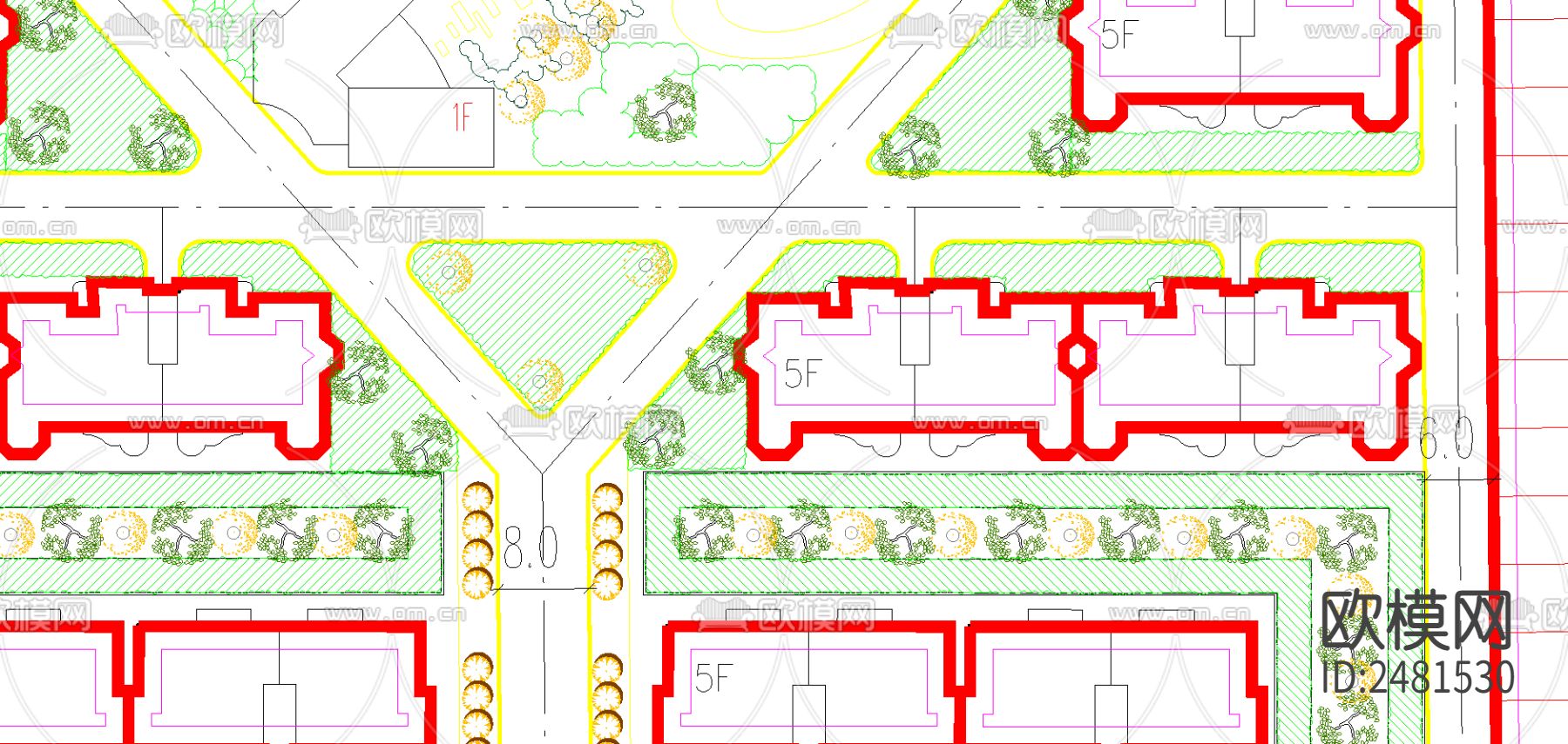某县城开发区设计规划cad施工图下载（渲染图1）