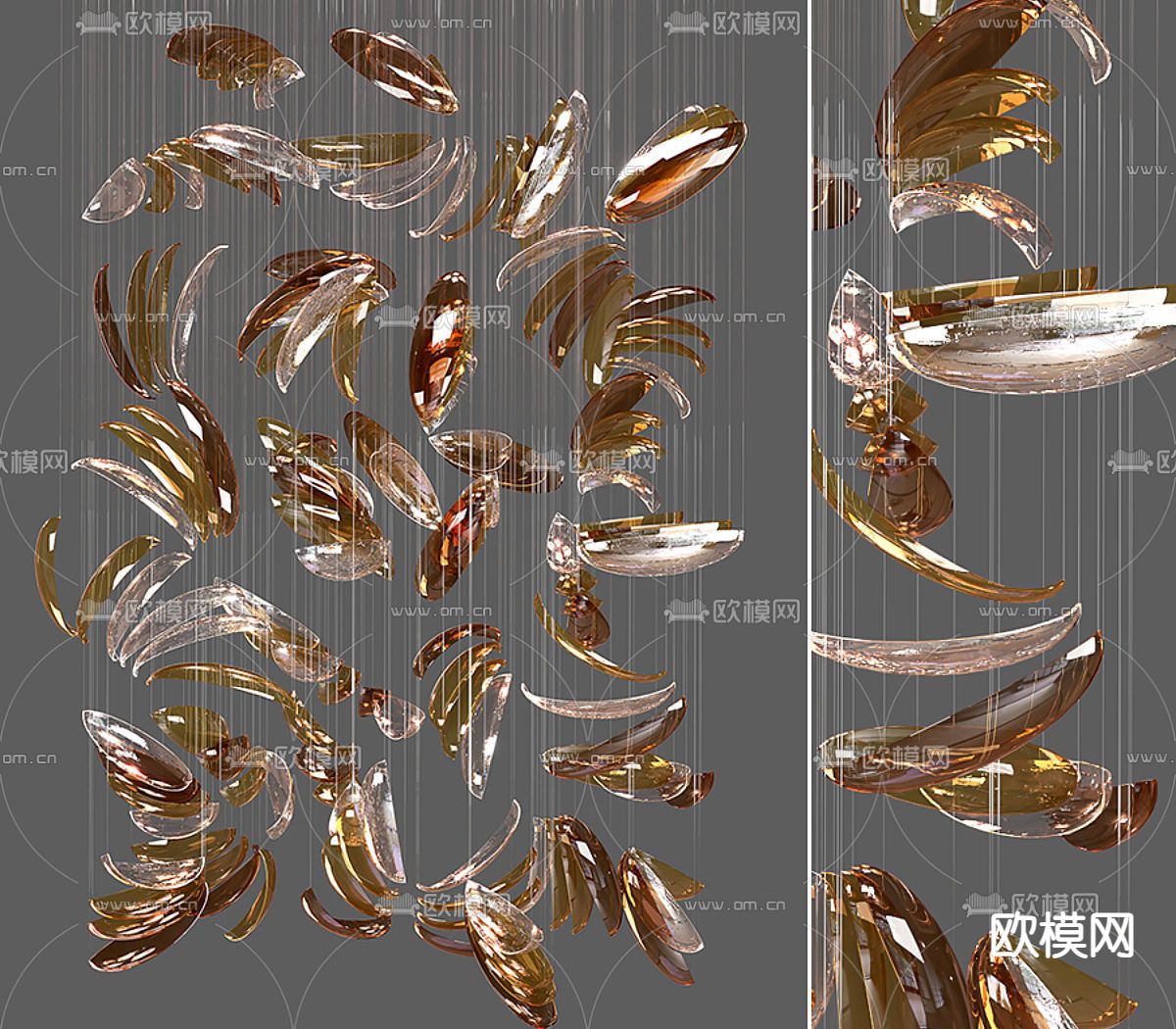轻奢水晶吊灯 装饰吊灯su模型下载（渲染图1）