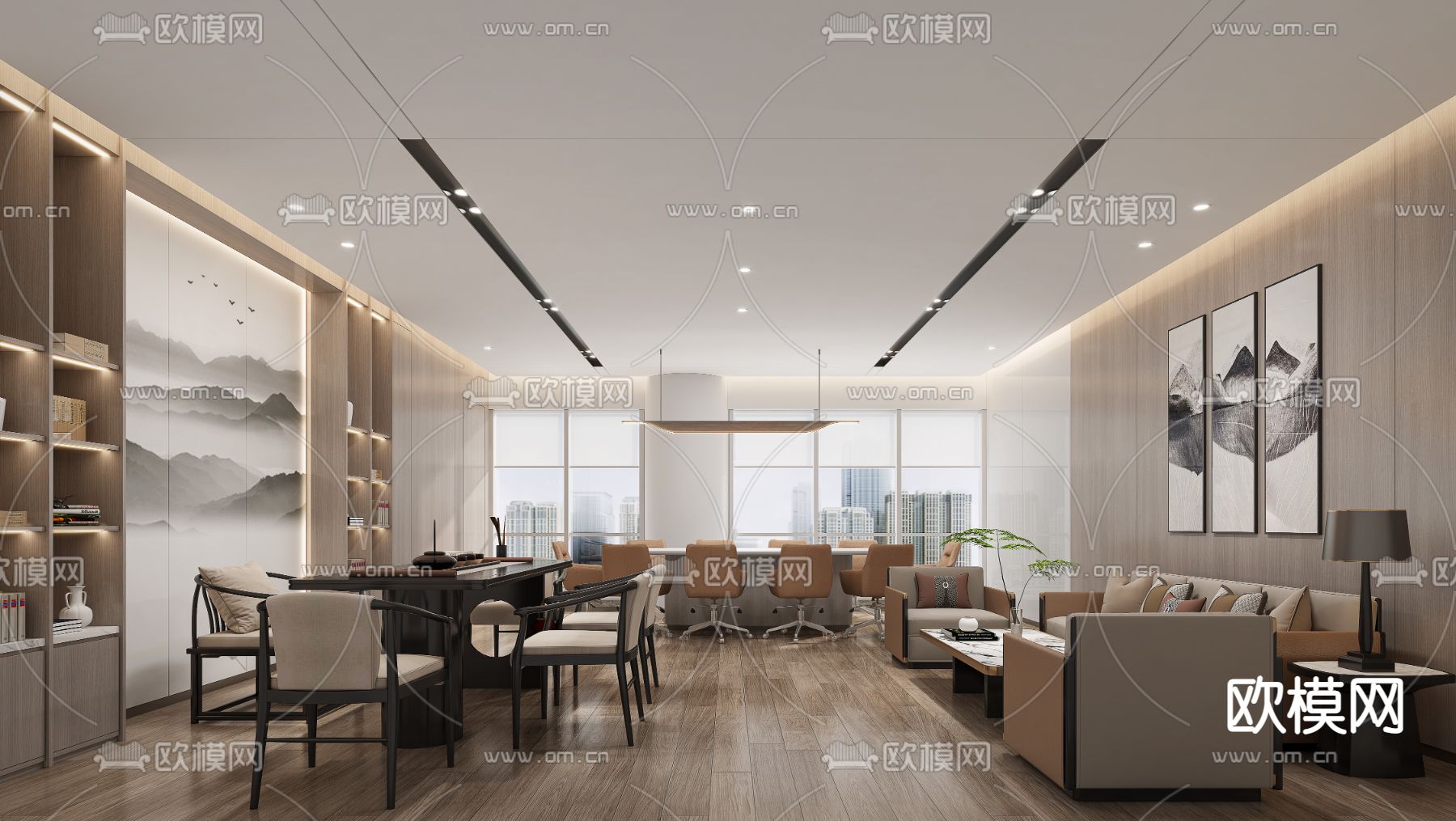 现代接待室3d模型下载