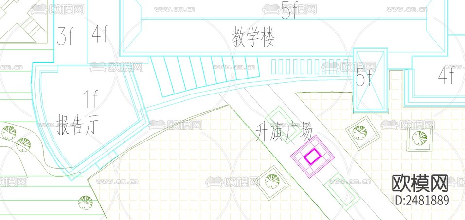 某小學規(guī)劃平面cad施工圖下載(渲染圖2)