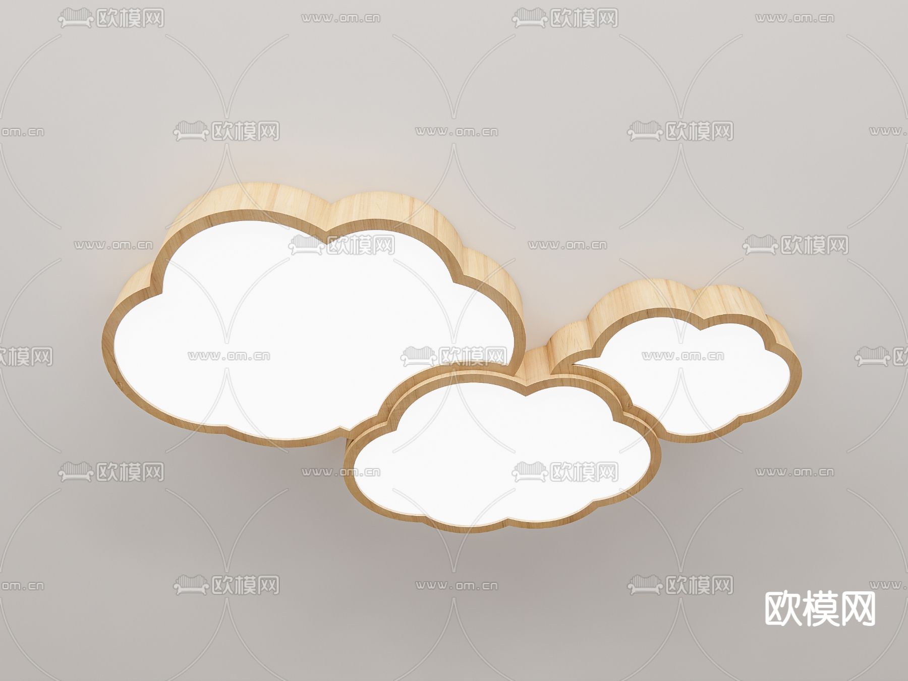 北欧云朵吸顶灯su模型下载（渲染图1）