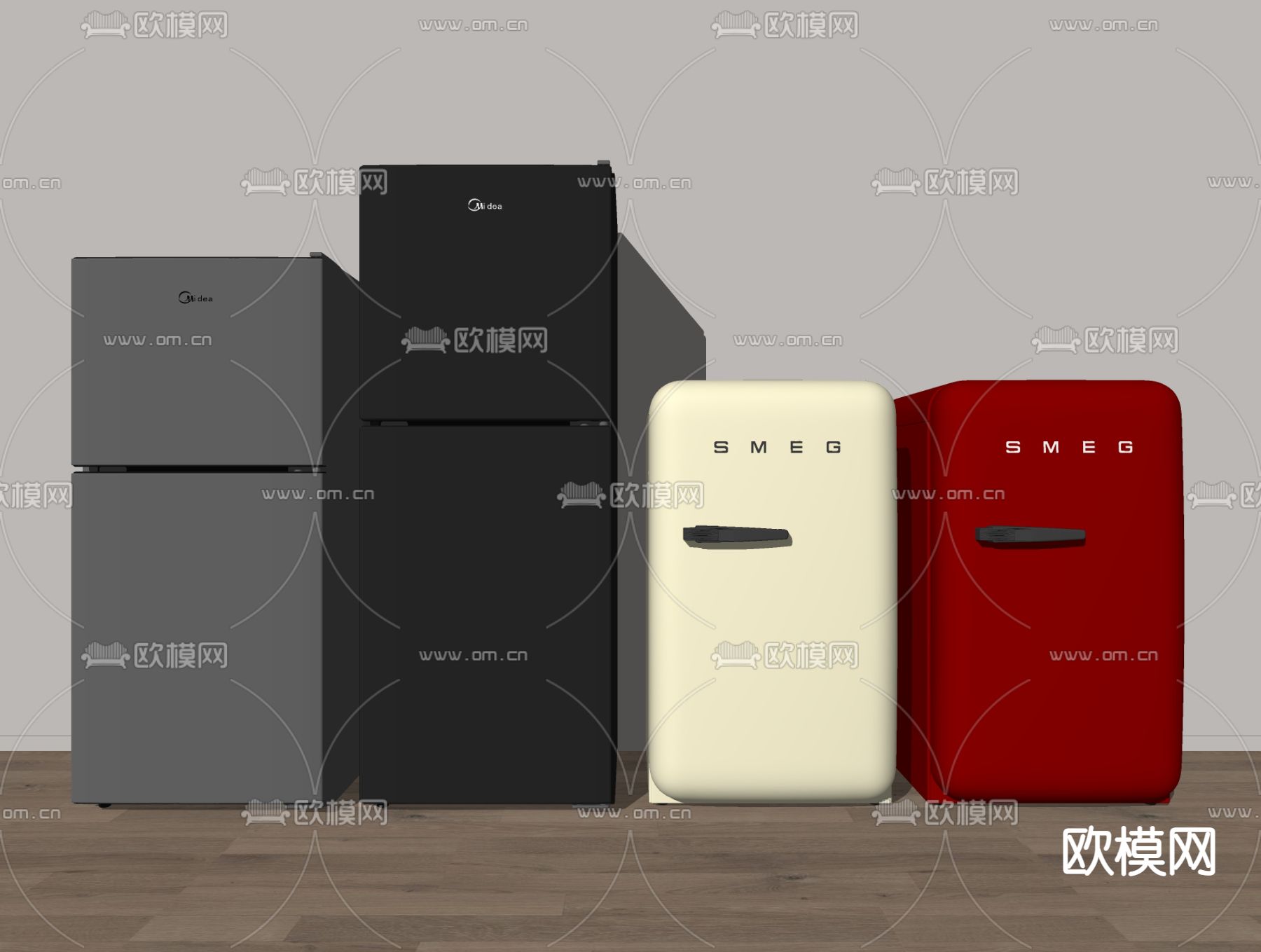 迷你冰箱 单开门冰箱su模型