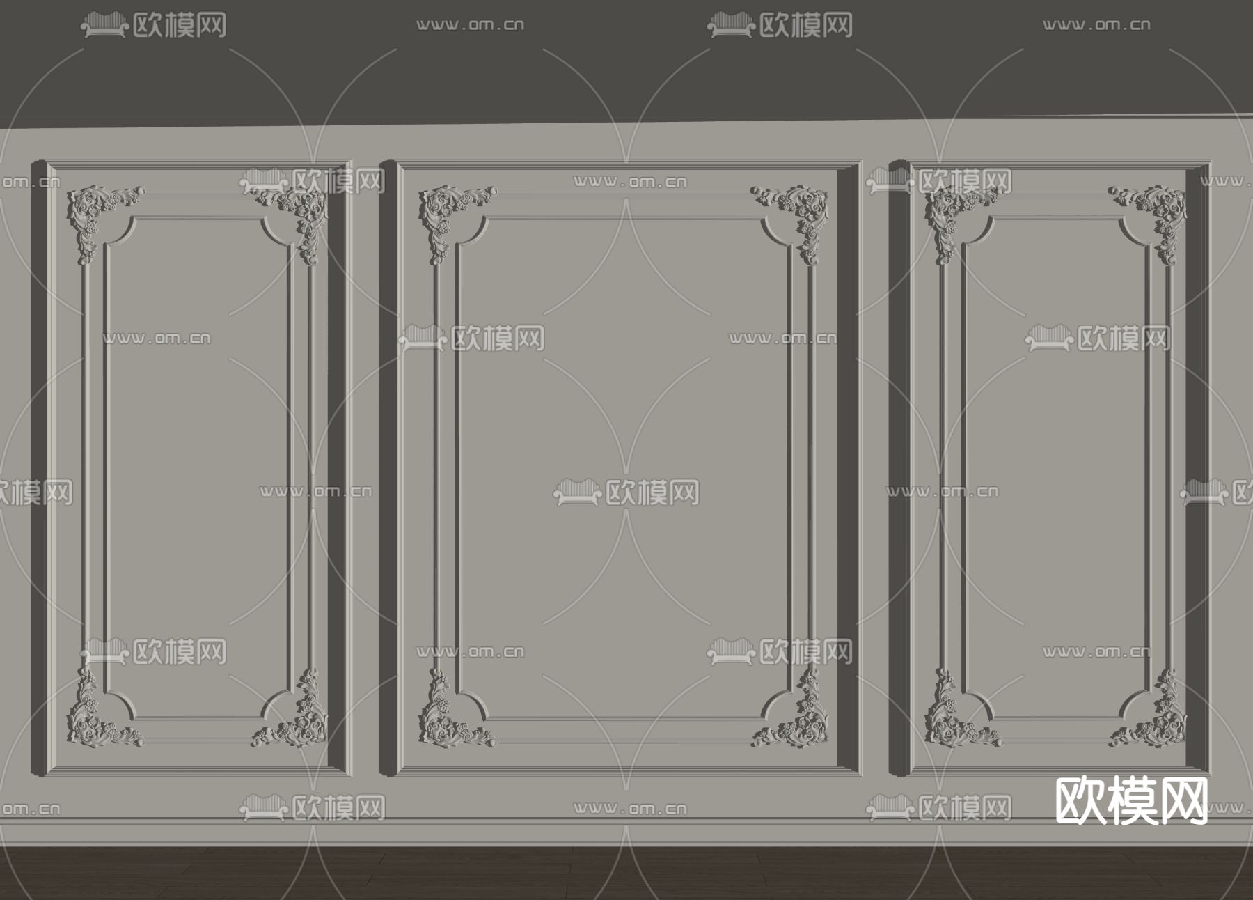 法式石膏线 雕花su模型下载（渲染图2）