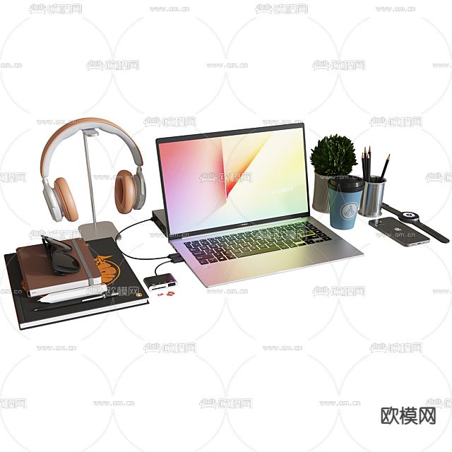 现代创意电脑外设摆件免费3d模型下载