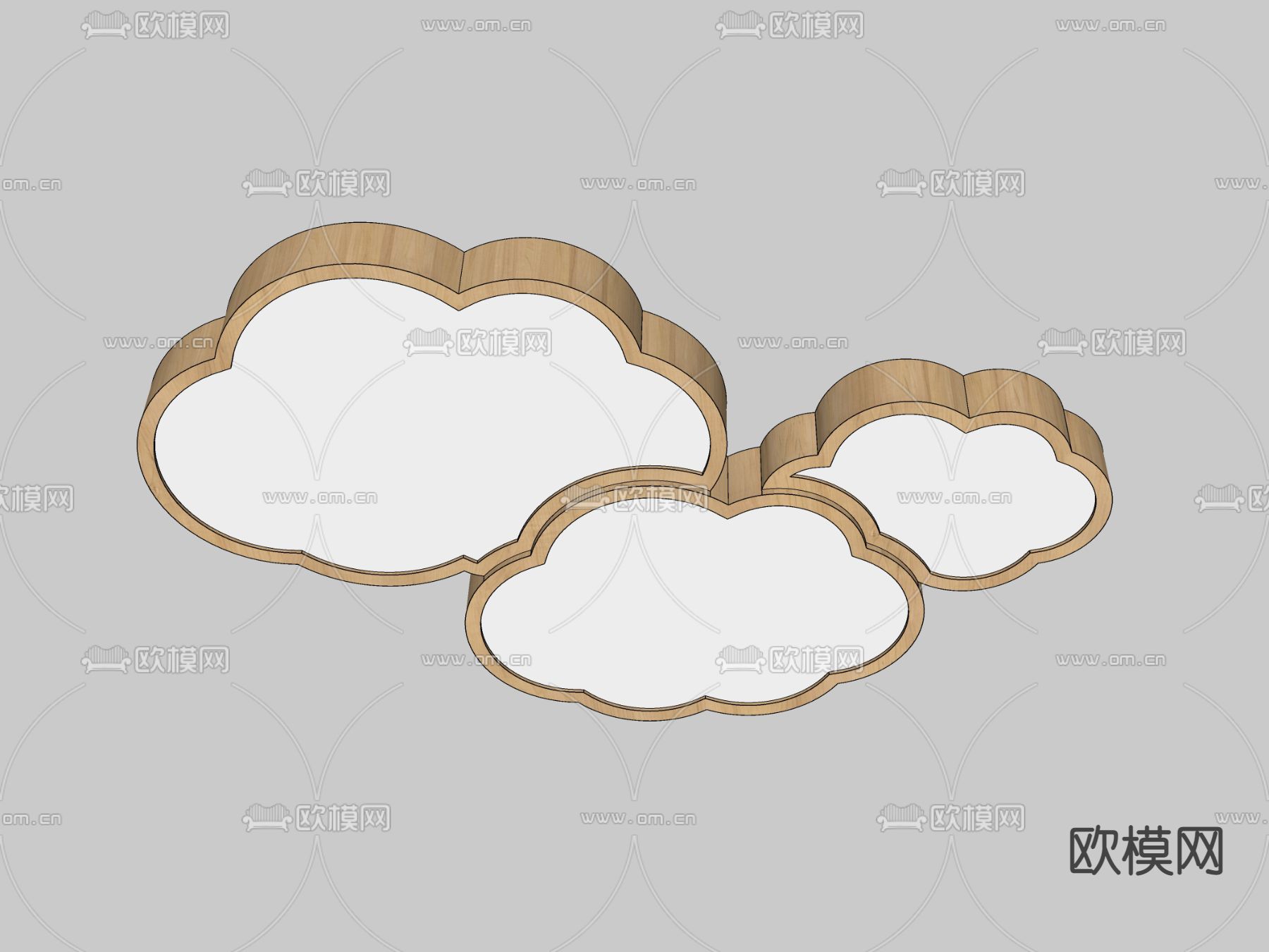 北欧云朵吸顶灯su模型下载（渲染图2）