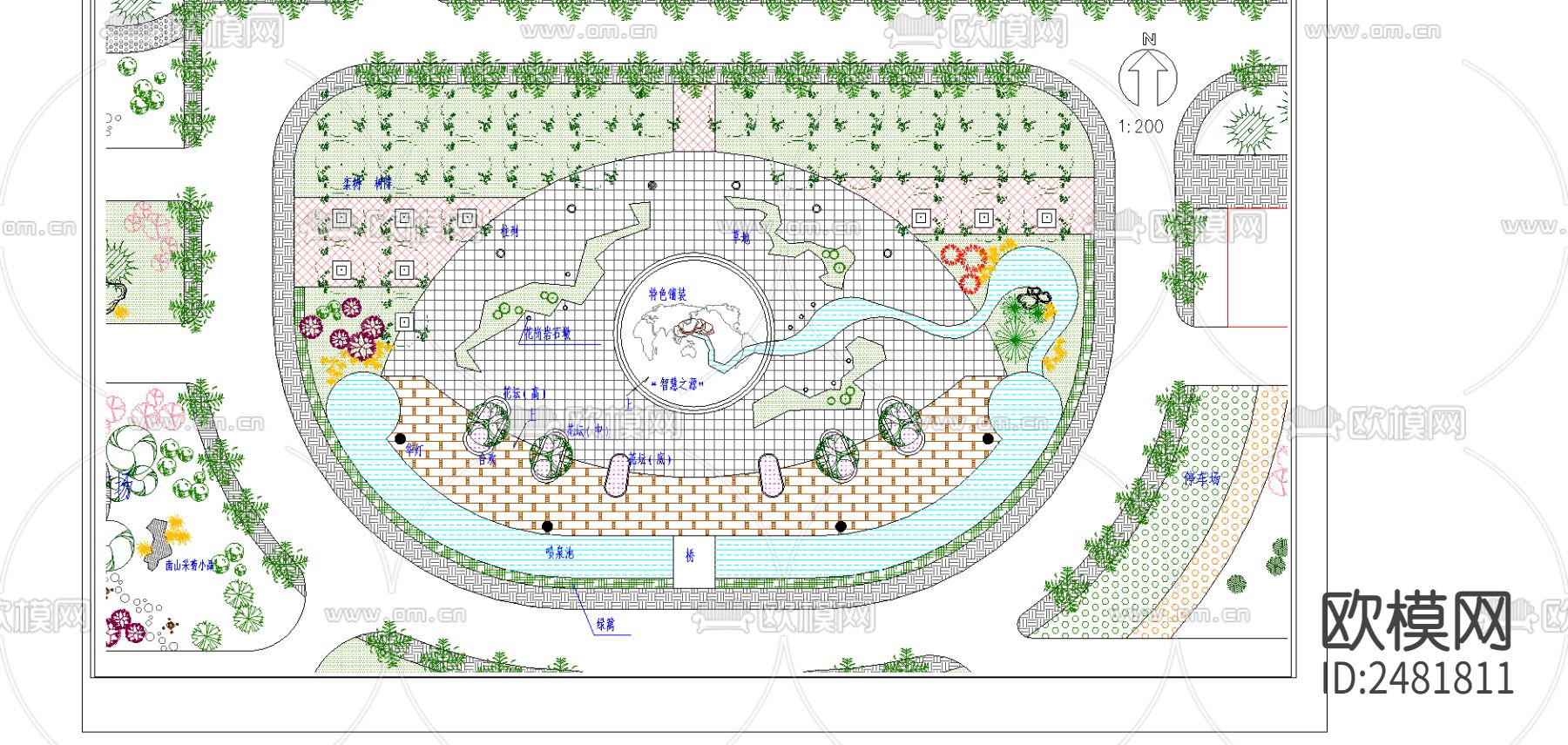 中心广场景观设计cad施工图下载（渲染图1）