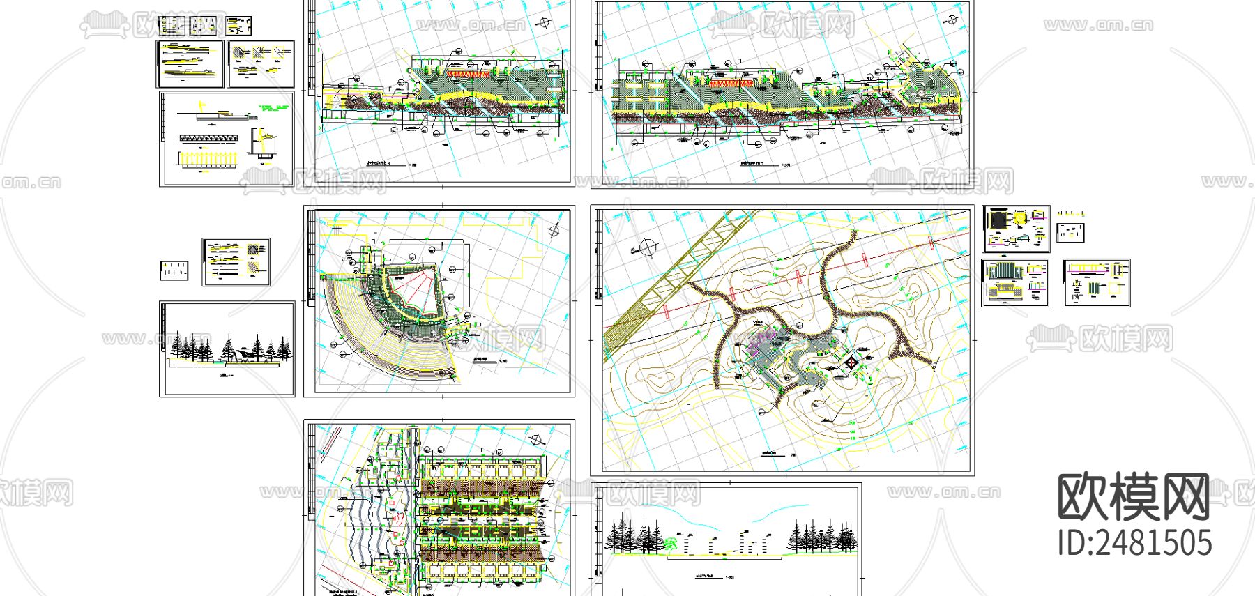 某市桥南公园cad施工图下载（渲染图2）