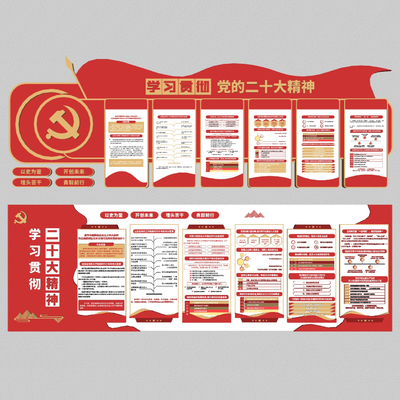  现代党建文化宣传墙 背景墙su模型 