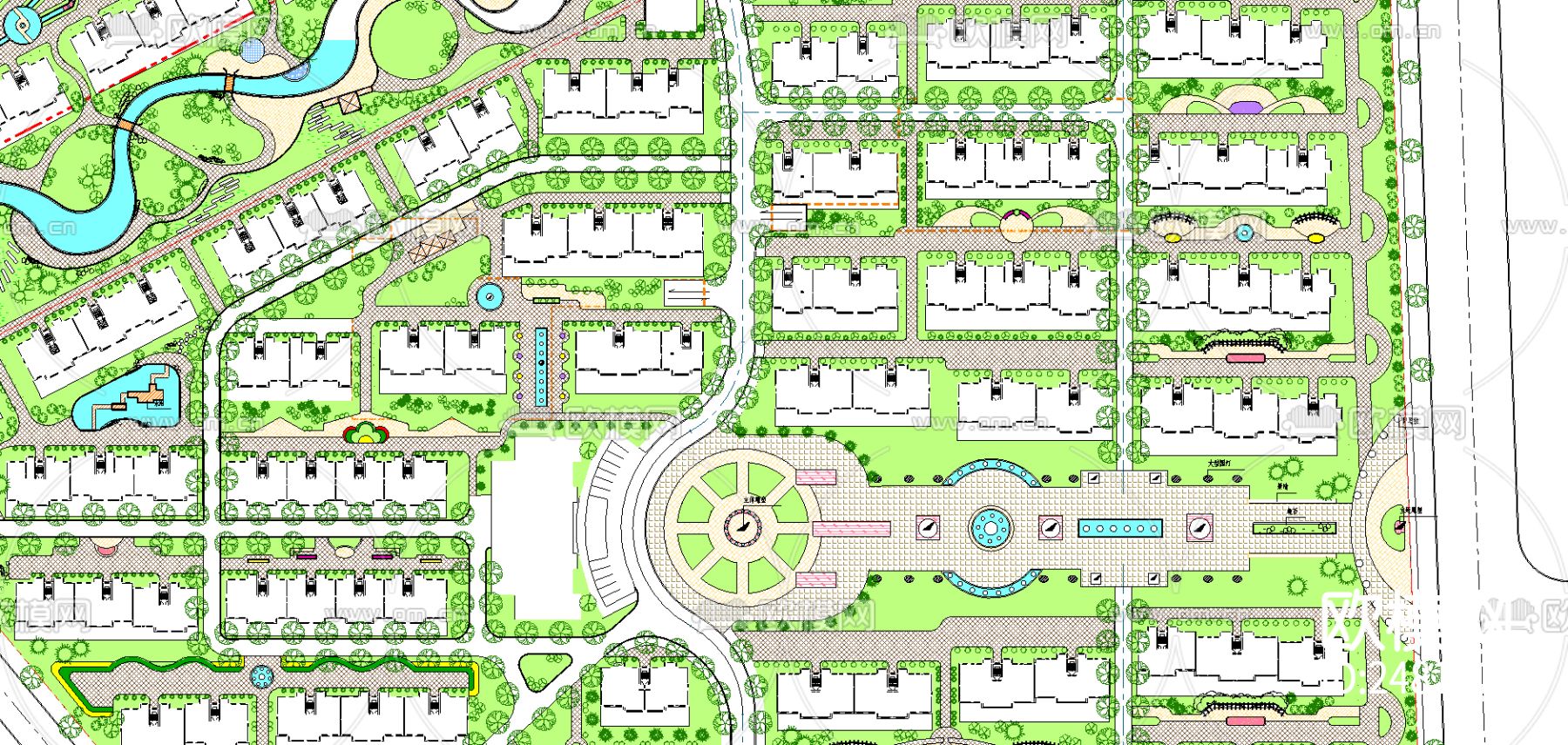 某优秀住宅小区规划cad施工图下载（渲染图1）