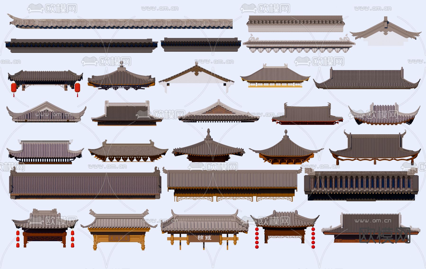 中式屋檐 门头su模型