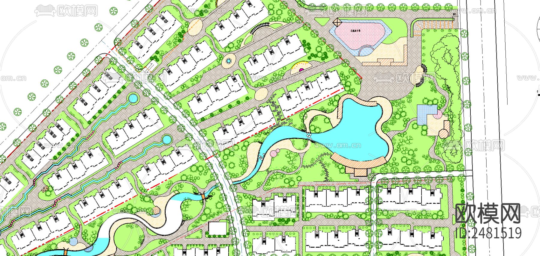 某优秀住宅小区规划cad施工图下载（渲染图2）