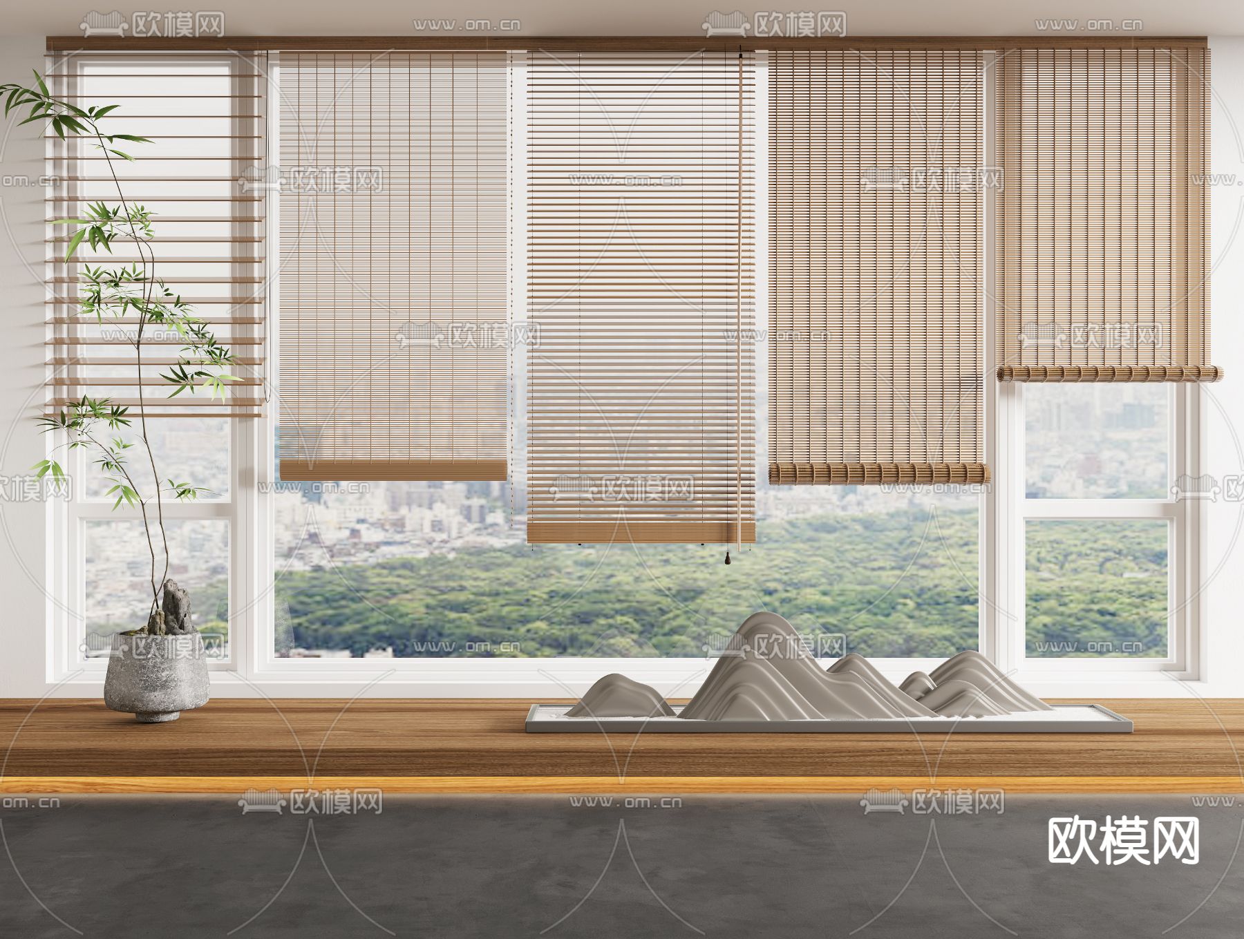 新中式日式竹子屏风花格隔断3d模型下载-【集简空间】「每日更新」