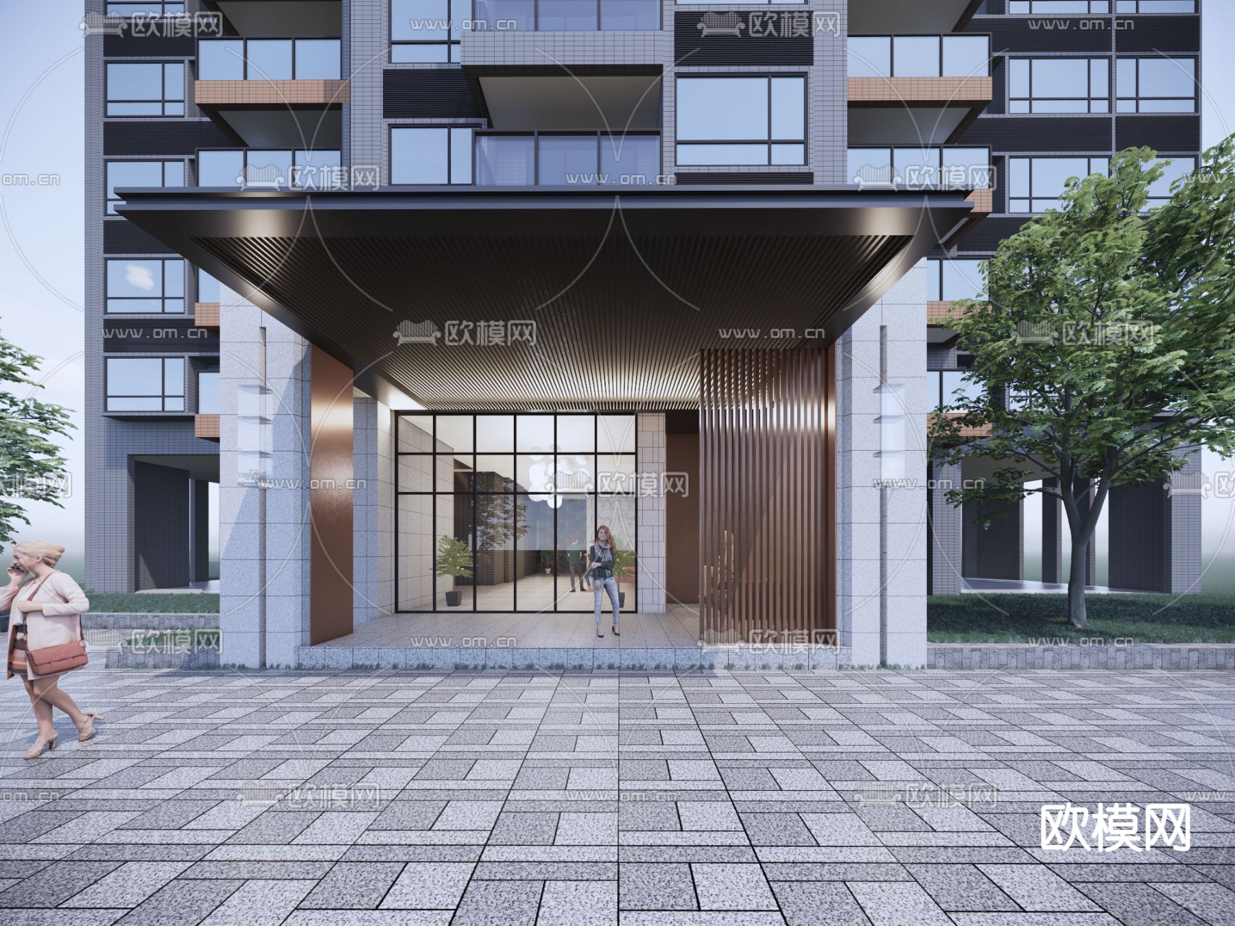 住宅大堂 门头门面su模型
