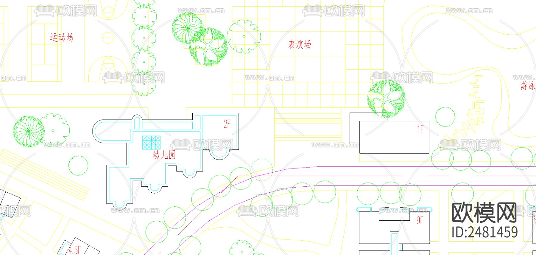 居住小区详图细规划cad施工图下载（渲染图1）