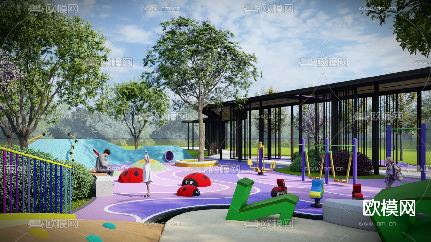 现代儿童活动区 娱乐区su模型下载（渲染图3）