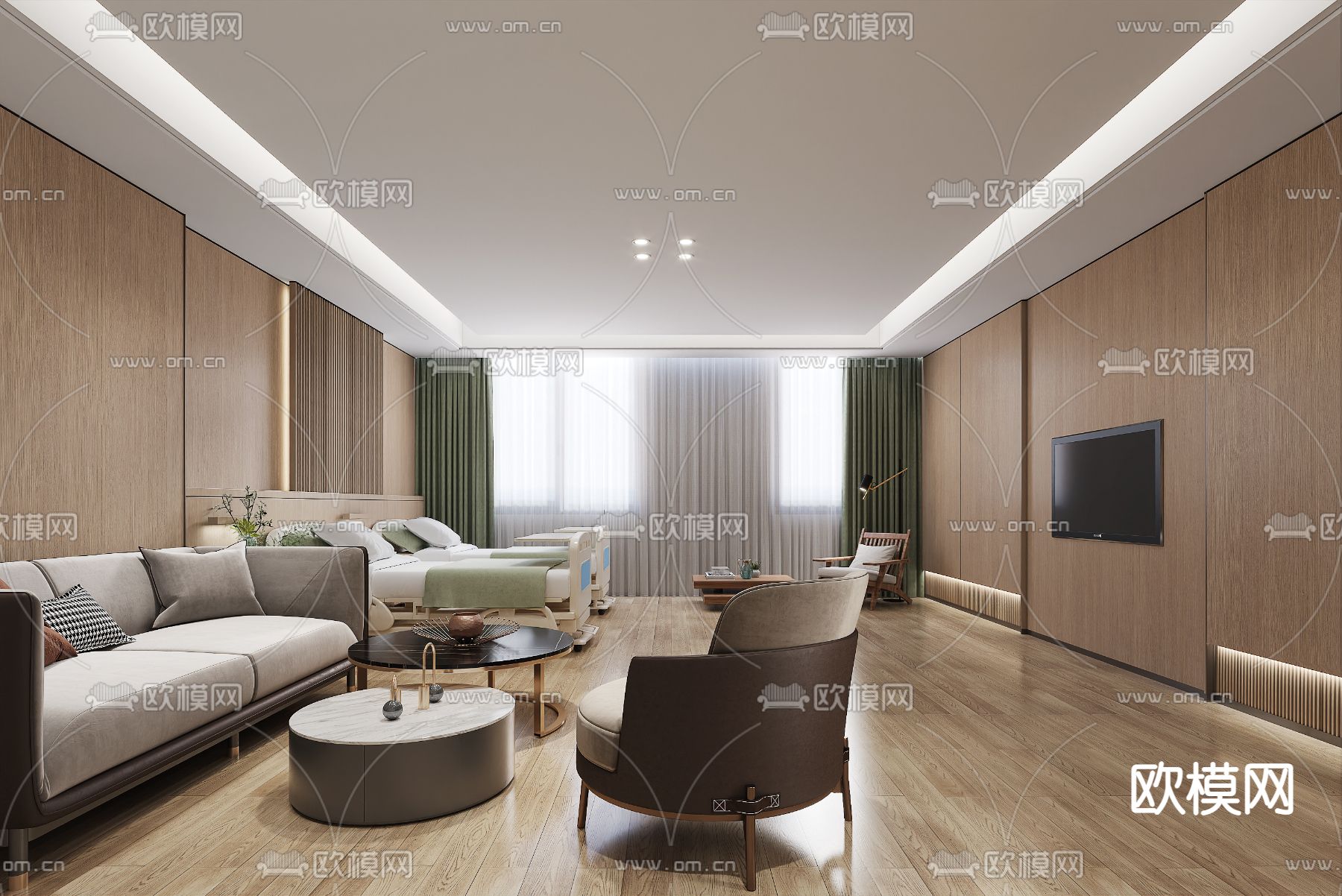 现代医院病房3d模型下载_ID12309242_3dmax免费模型-欧模网