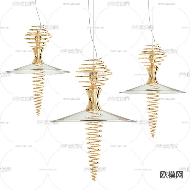 后现代轻奢不锈钢玻璃艺术吊灯免费3d模型下载