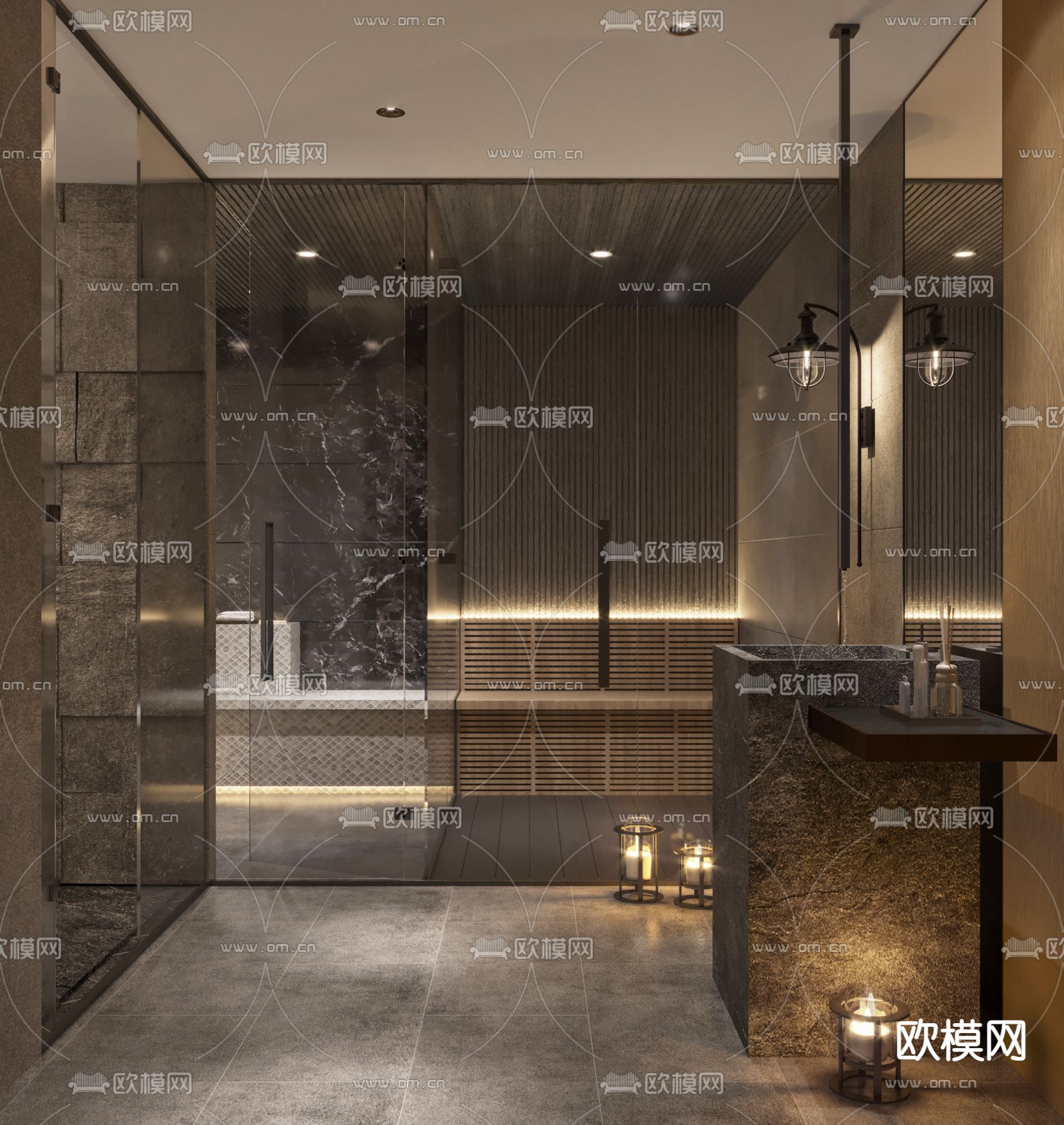 现代SPA房3d模型下载（渲染图1）