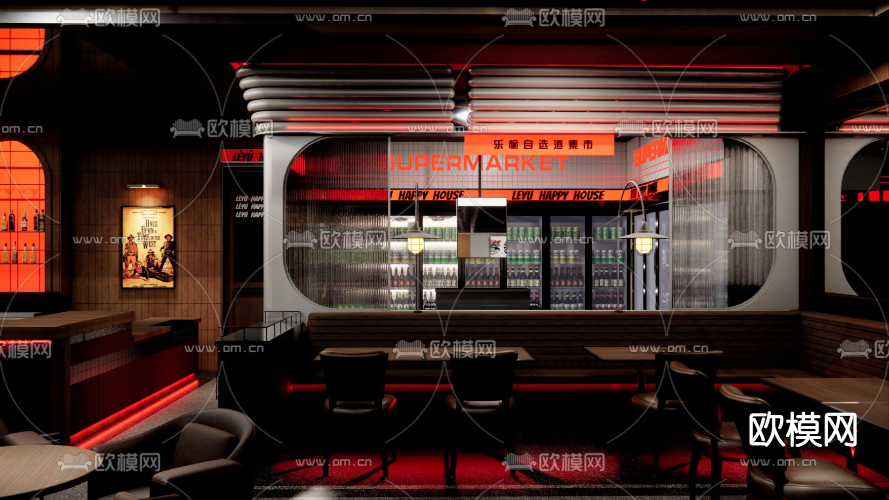 现代酒吧su模型下载（渲染图6）