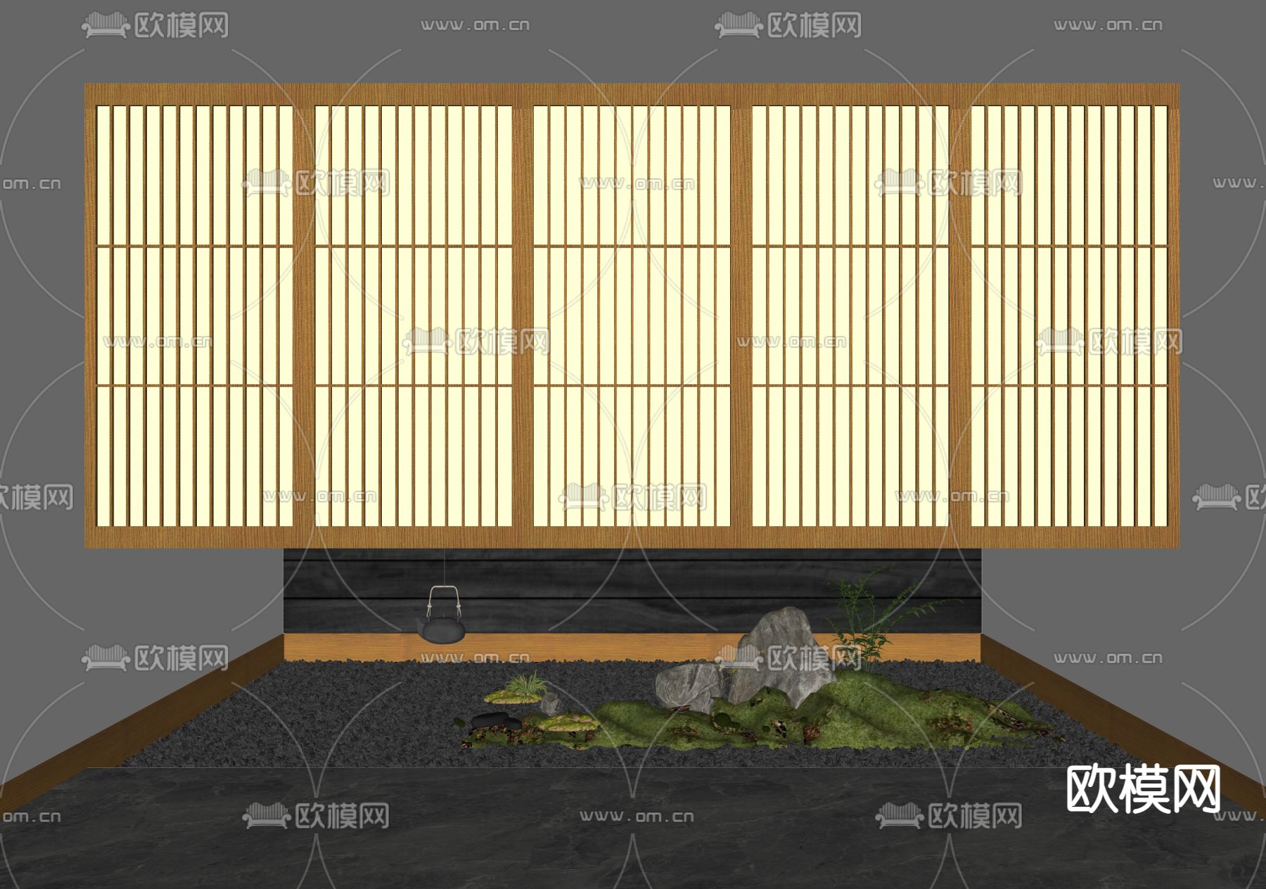 日式室内景观小品su模型下载（渲染图2）