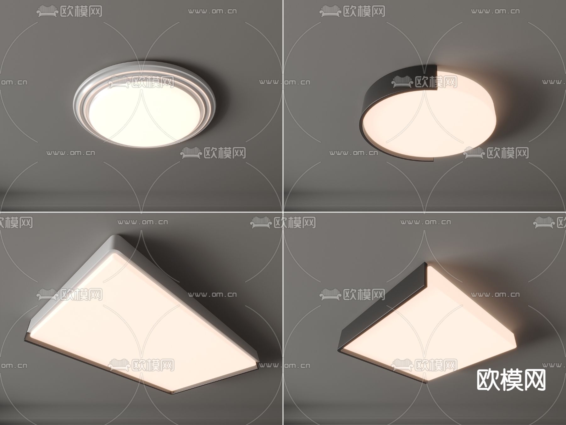 几何吸顶灯 卧室灯3d模型下载（渲染图1）