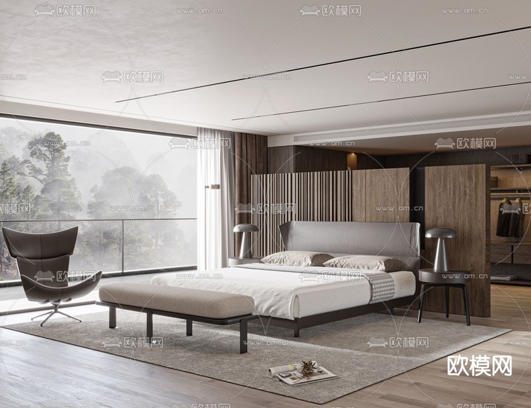 Molteni 双人床3d模型下载