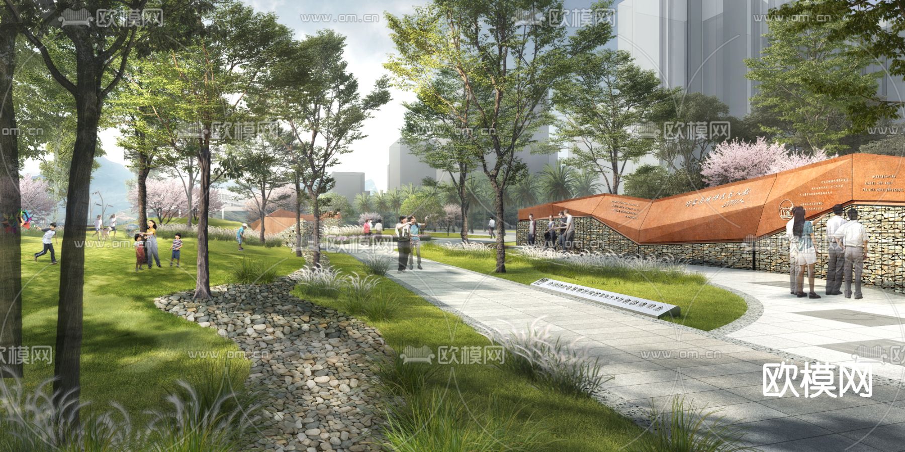 现代公园园林psd下载