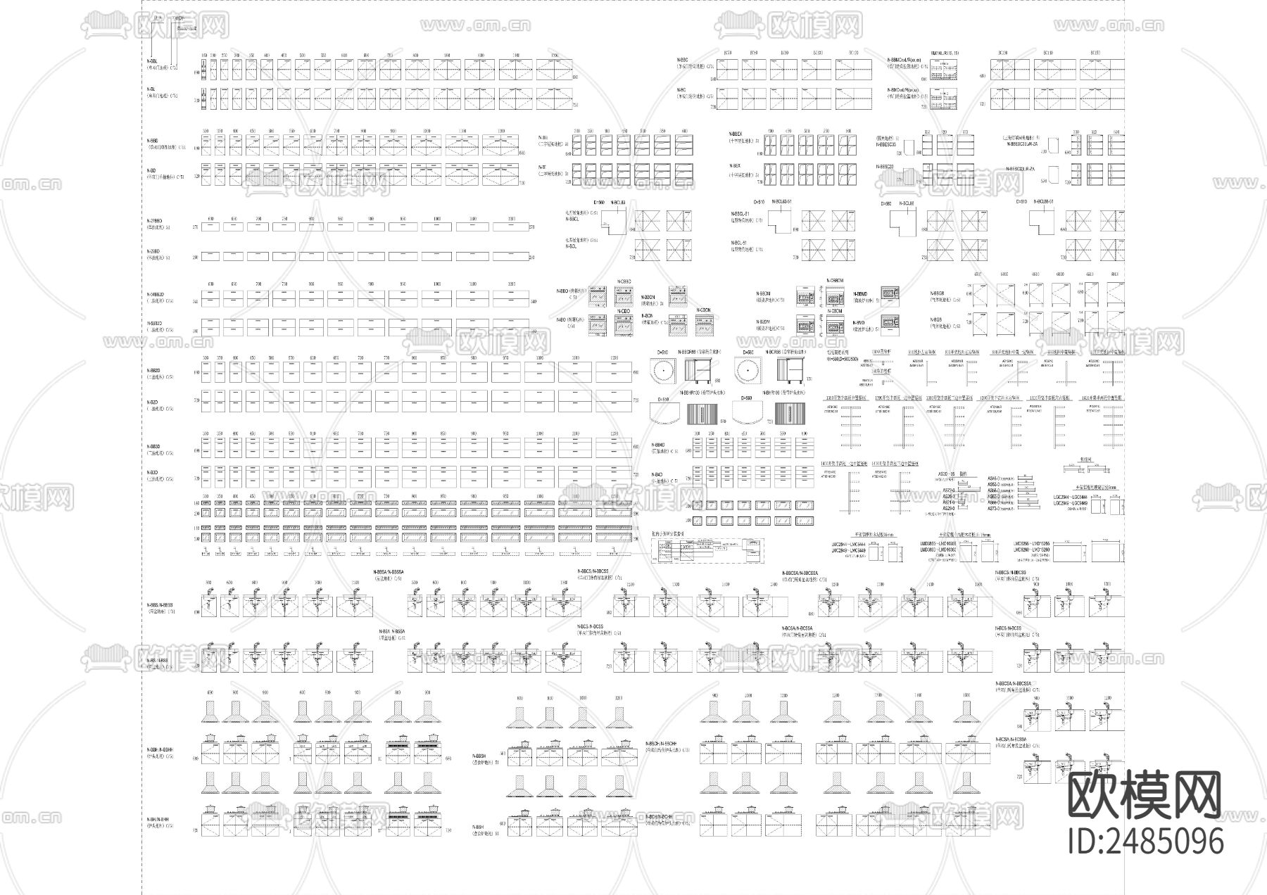 专业厂家橱柜标准CAD图库下载（渲染图4）