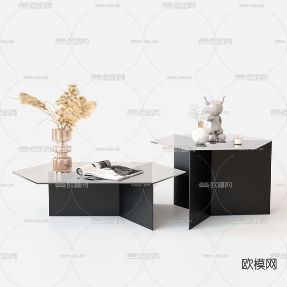 现代子母茶几3d模型下载(渲染图2)
