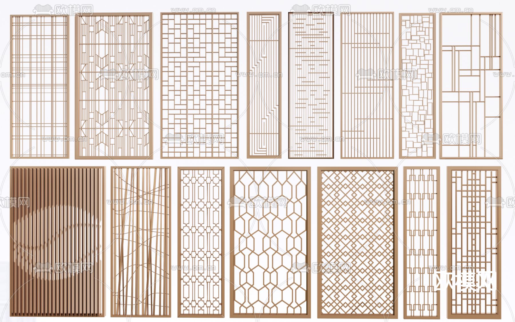 中式屏风 隔断su模型下载（渲染图1）