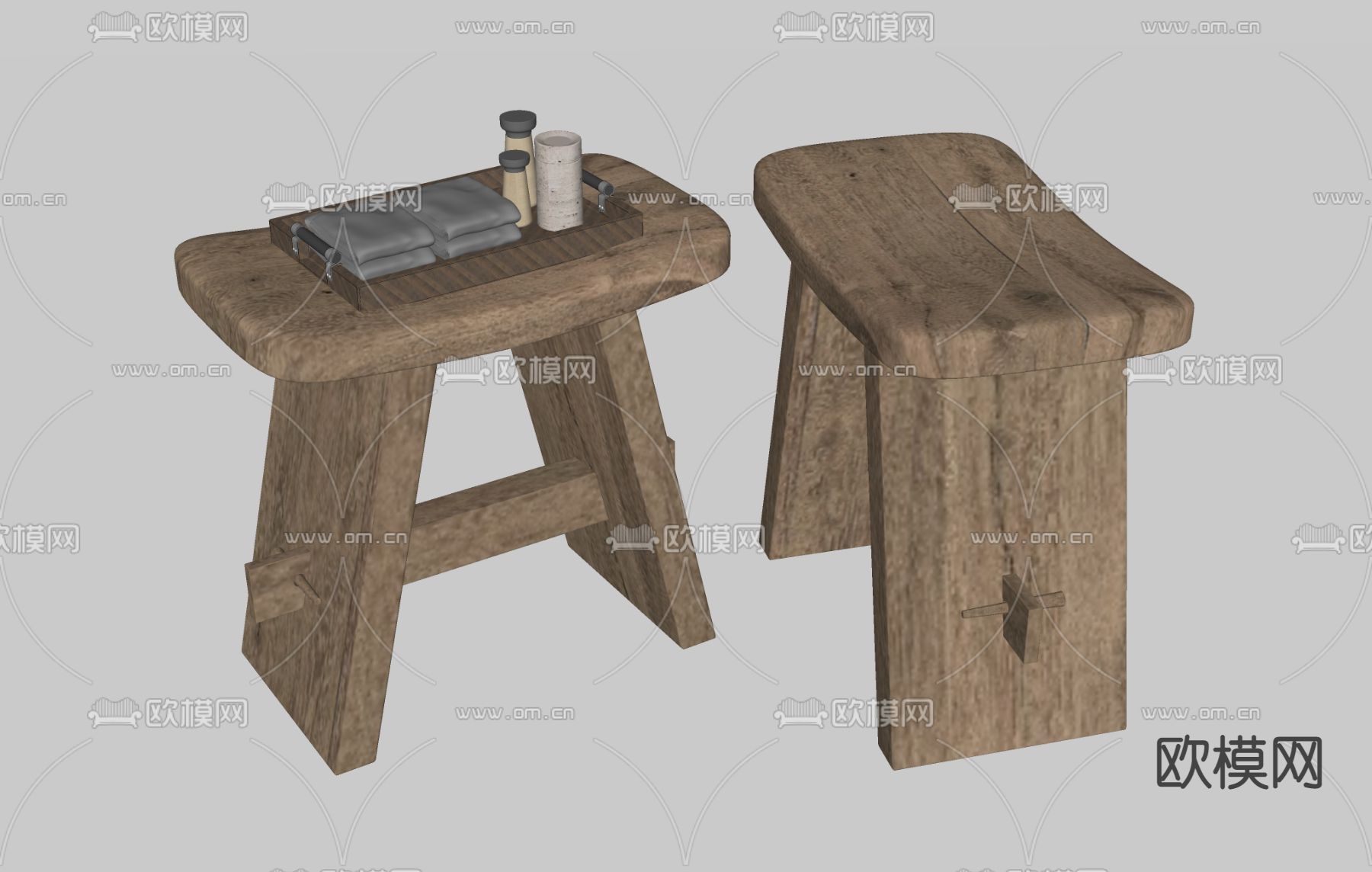 自然风凳子 矮凳su模型下载（渲染图2）