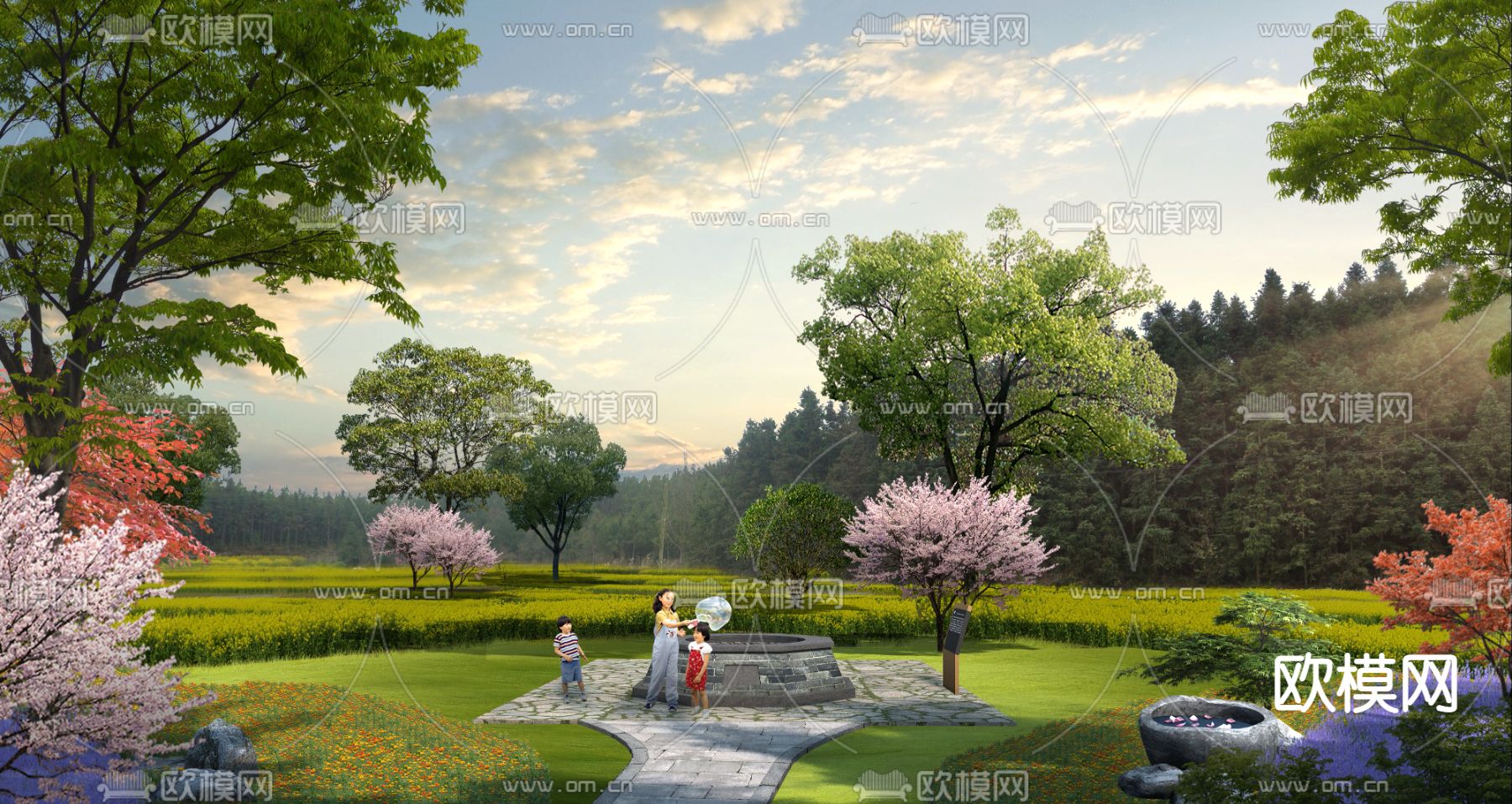 现代公园园林psd下载