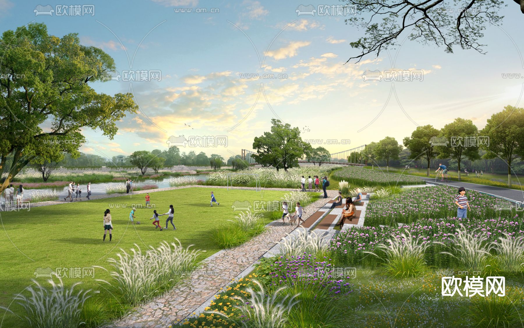 现代公园园林psd下载