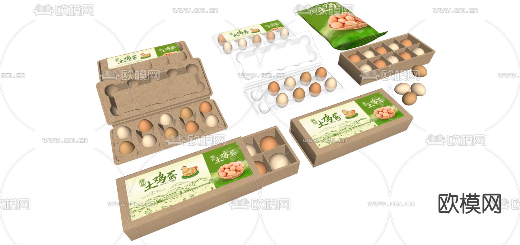 现代超市鸡蛋su模型下载（渲染图2）