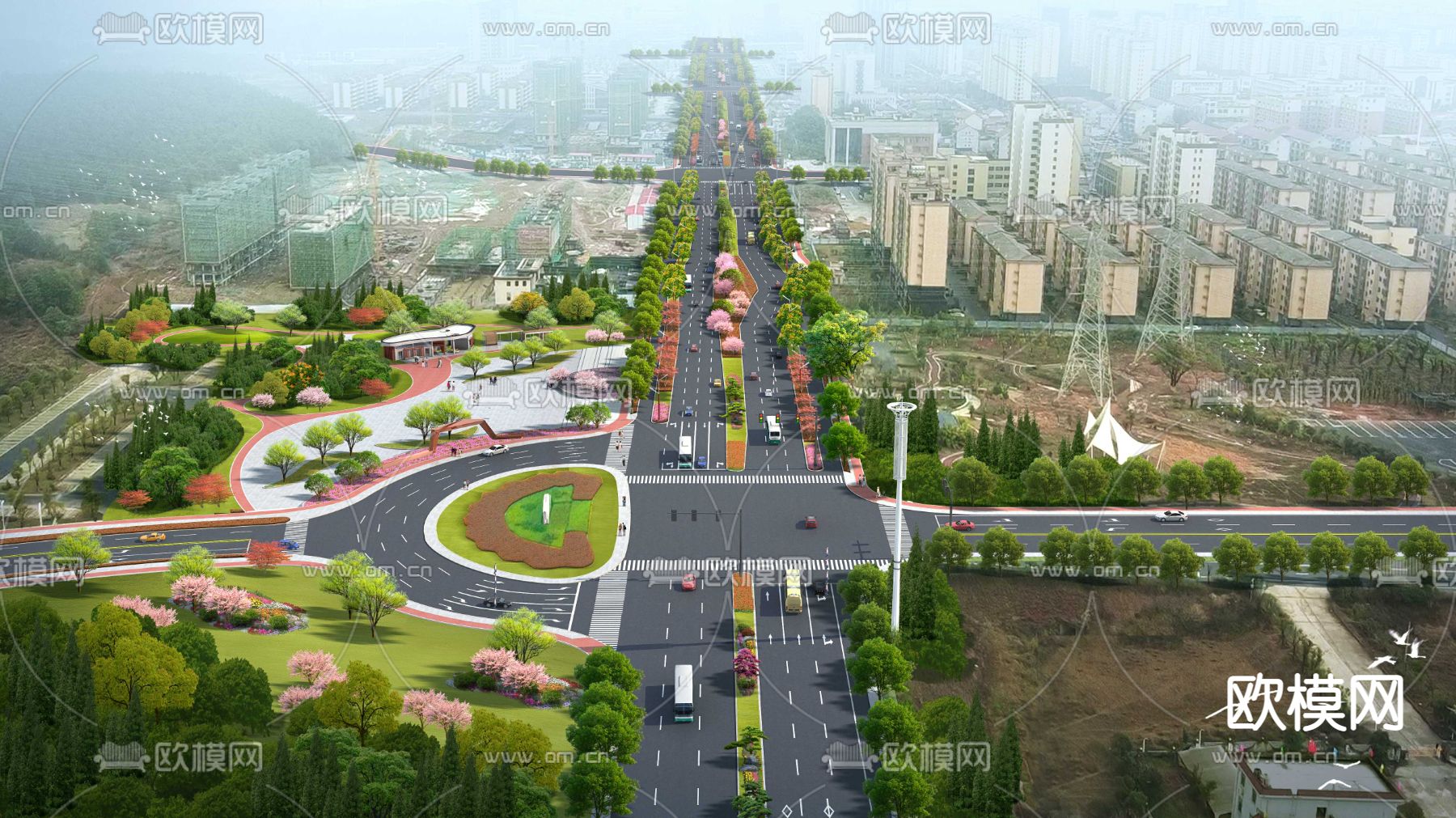 现代道路桥梁鸟瞰psd下载