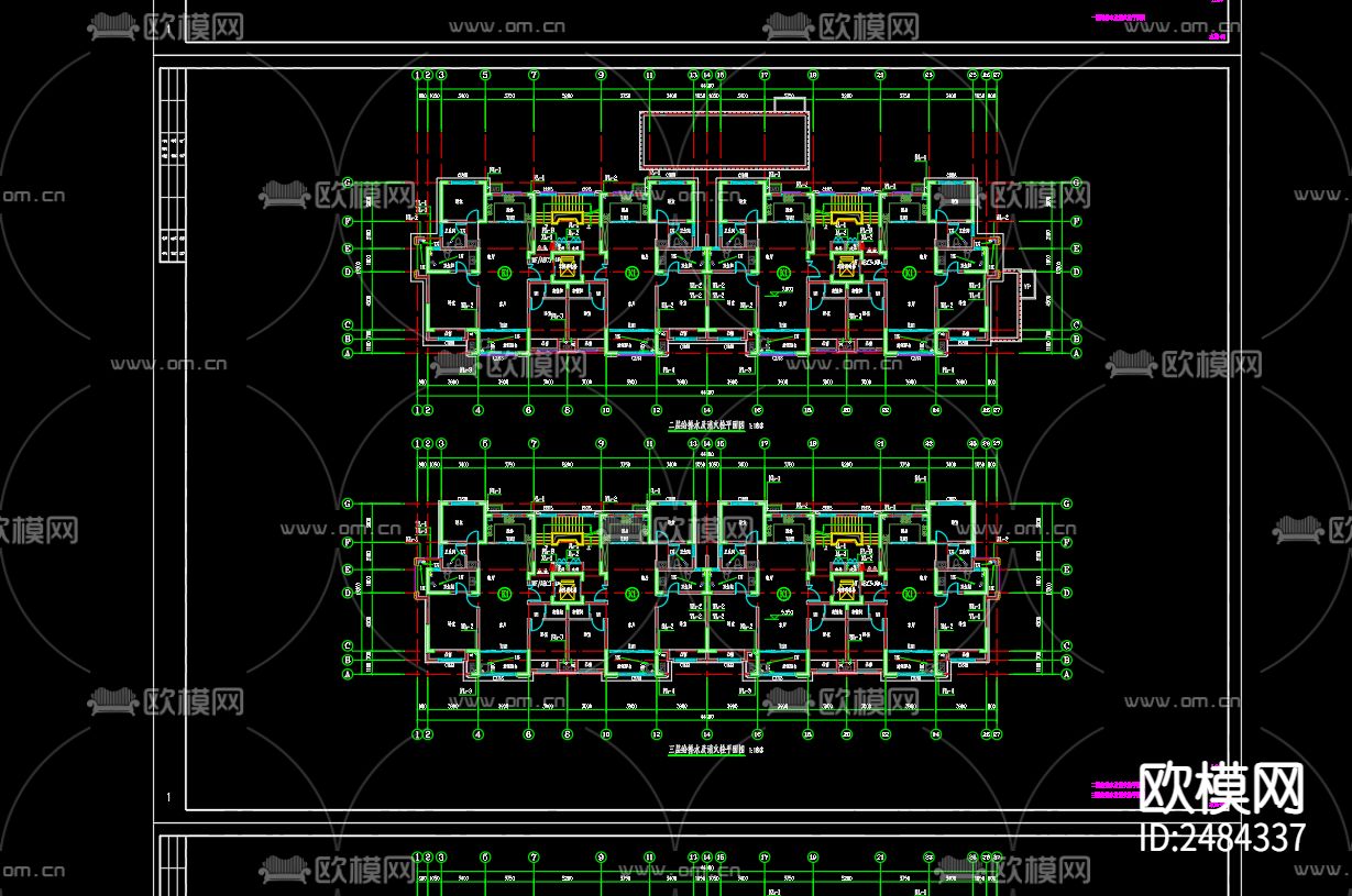 观澜府7号楼给排水及水灭火系统cad施工图下载（渲染图4）
