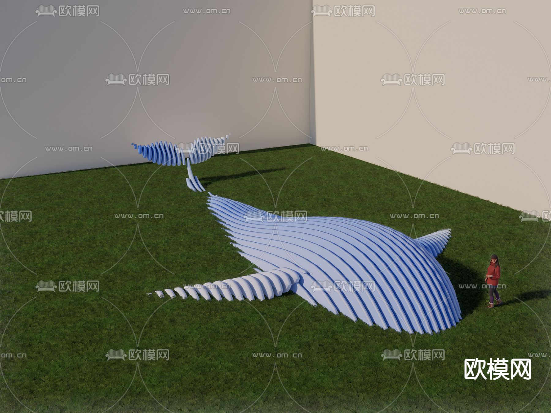现代鲸鱼雕塑小品su模型下载_ID12309813_sketchup模型下载-欧模网