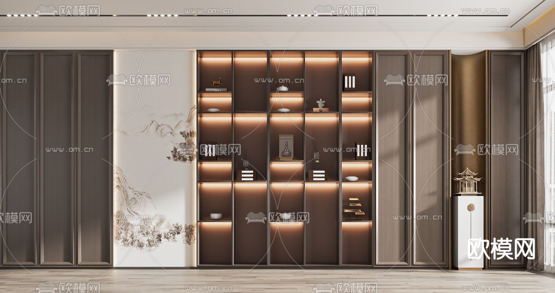 新中式装饰柜 茶柜3d模型