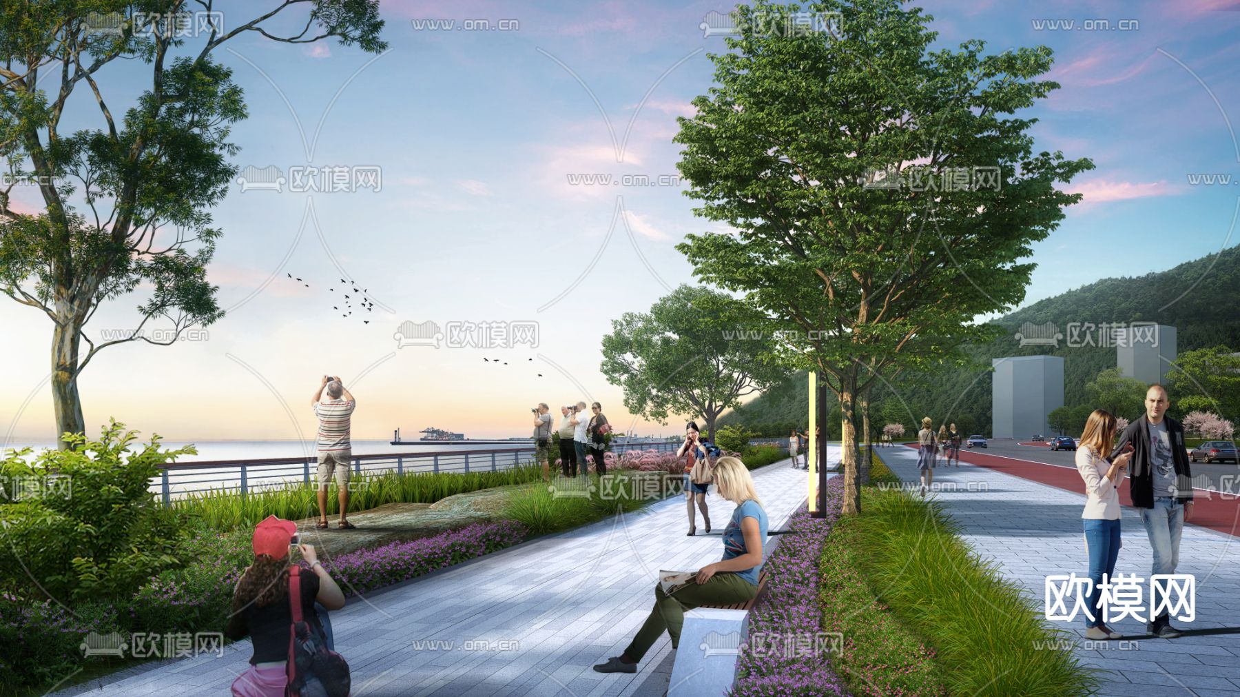 现代公园园林psd下载