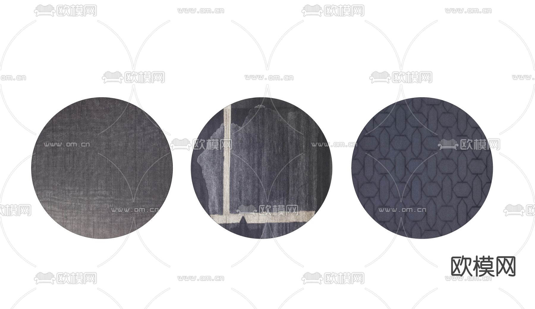 现代圆形地毯su模型下载（渲染图2）