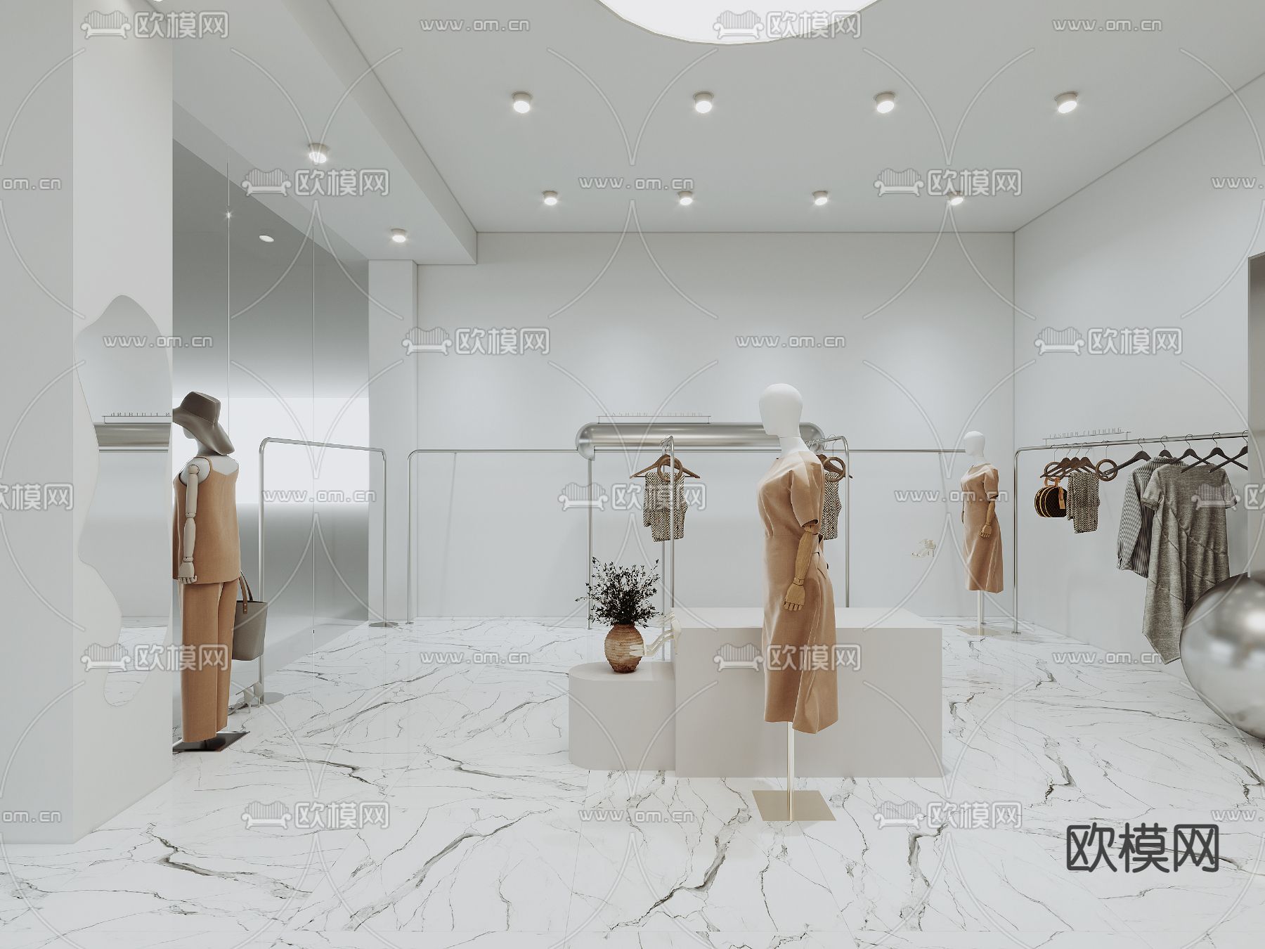 现代女装服装店su模型