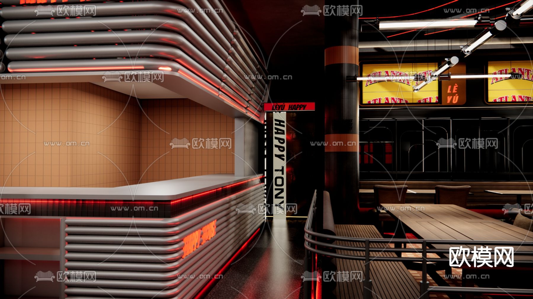 现代酒吧su模型下载（渲染图5）
